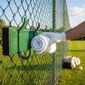 Steel tennis court pegs in green for hanging sports kit outdoors - product detail