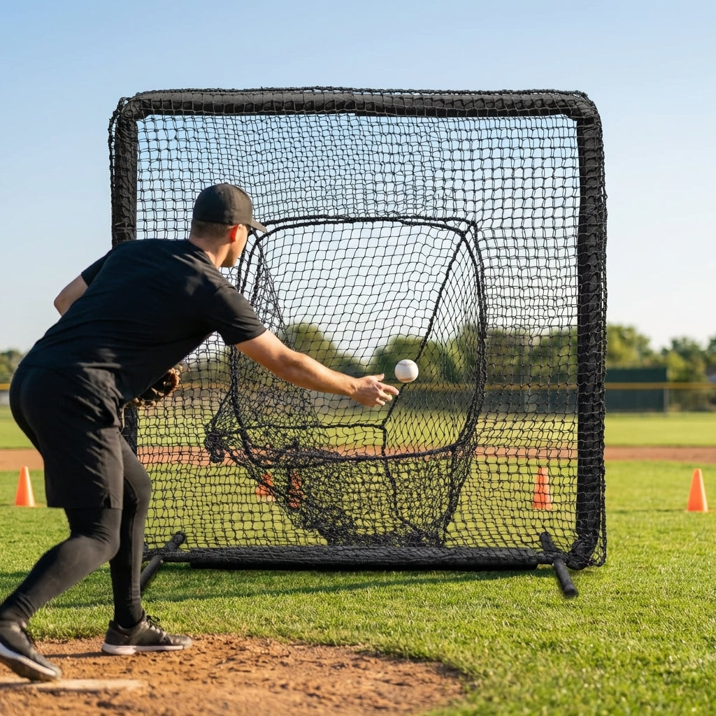Replacement baseball net for 7ft x 7ft sock net screens made of HDPE twine