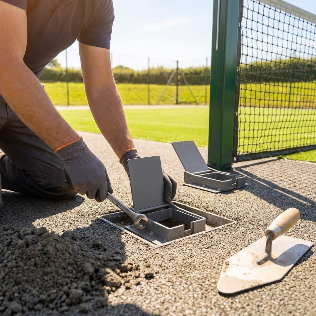 Galvanised steel tennis socket extender for court resurfacing - product detail