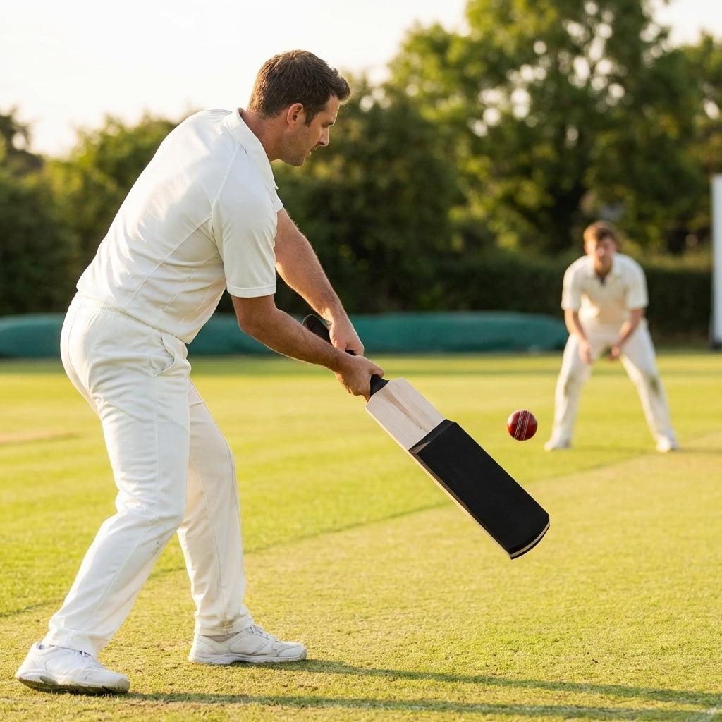 Dual-sided cricket catching bat for slip and boundary drills