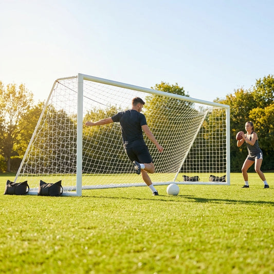 Aluminium football goal 21x8ft with HDPE net for outdoor sports