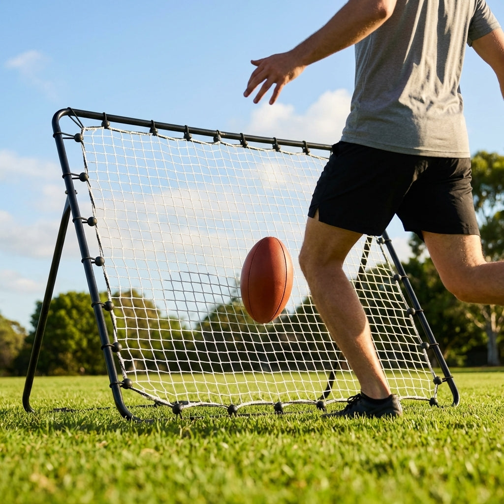 Aussie Rules football pop-up rebounder 8ft x 5ft