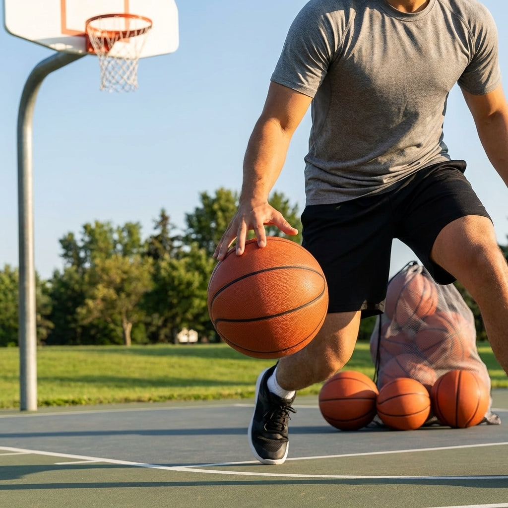 Indoor basketball made of composite leather, orange colour - product detail