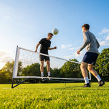 Adjustable football tennis net in use on a football field - product detail