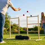 Ladder Golf Game Set with Pine Wood Ladder and Colourful Bolas - product detail