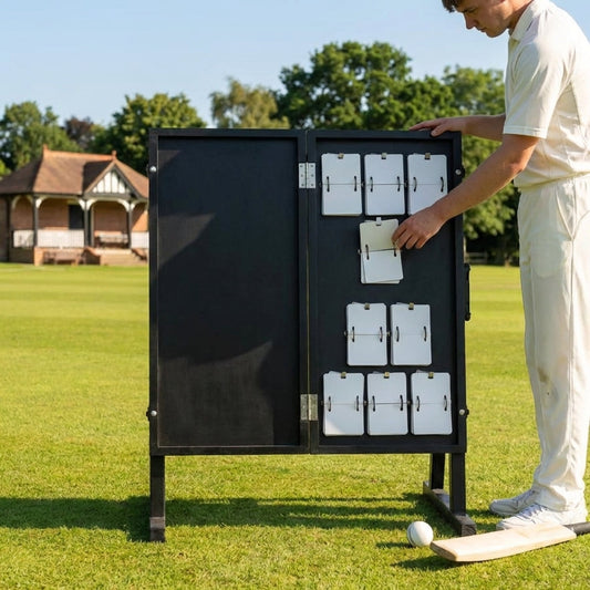 Portable cricket scoreboard, black, with clear number display