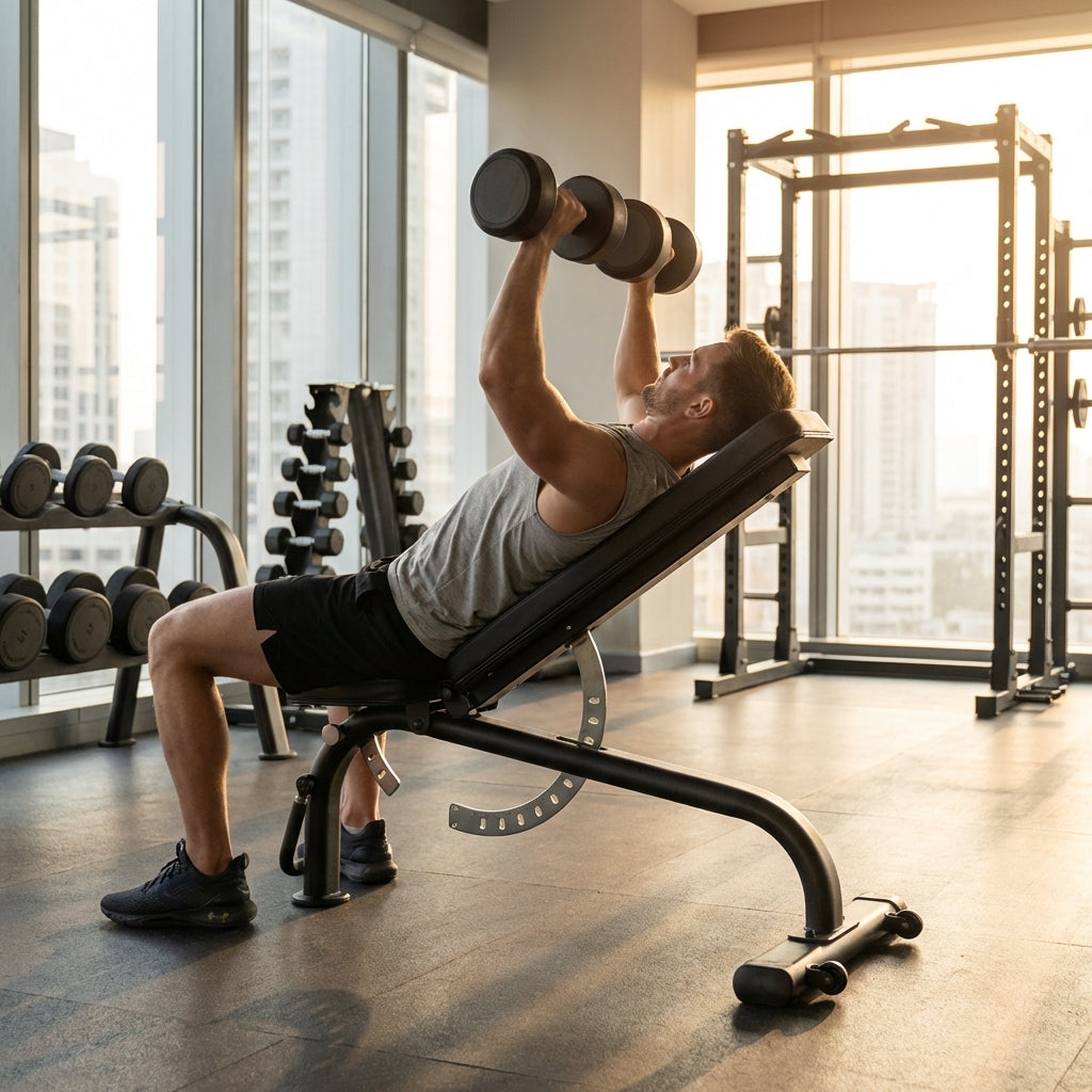 Adjustable Weight Bench in black, made of steel, ideal for gyms
