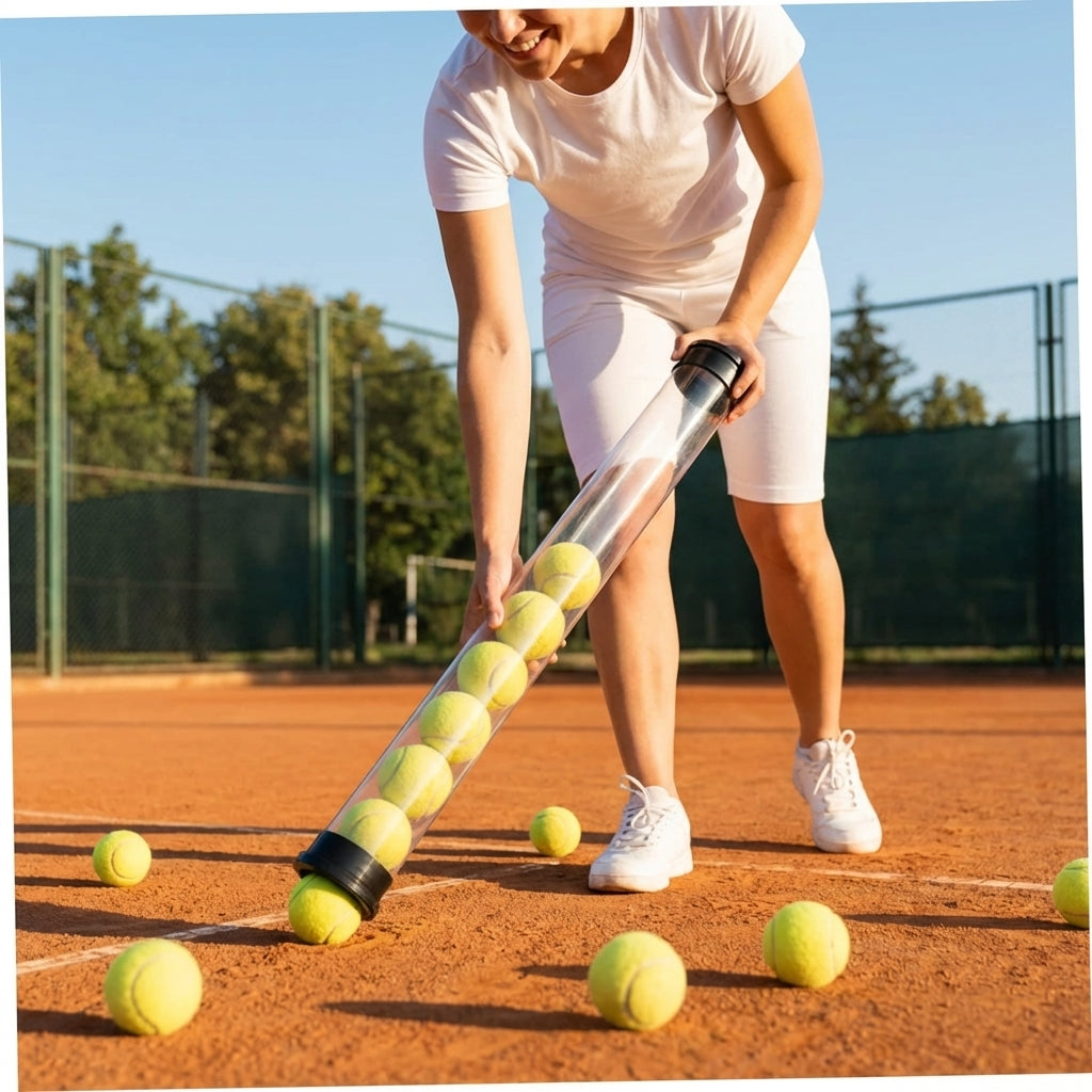 Transparent PVC tennis ball pick-up tube for easy ball collection