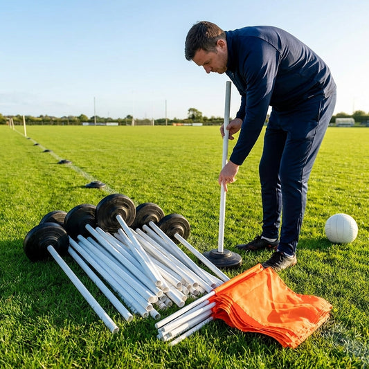 Gaelic football corner flag set with PVC poles and rubber bases - product detail