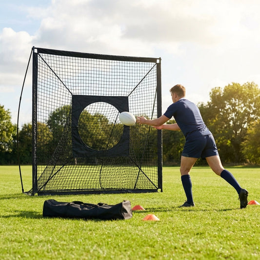 Rugby passing target net for training, 7ft x 7ft size