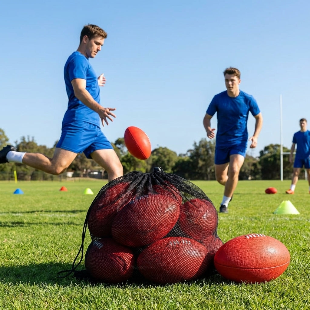 AFL training balls with carry bag, available in sizes 3, 4, and 5 - product detail