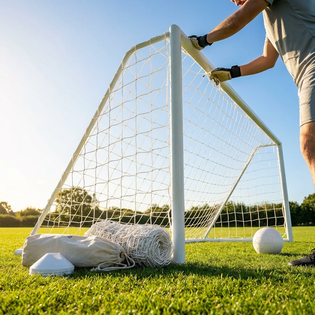 8 x 4 Football Goal Nets in White HDPE for Clubs and Schools - product detail