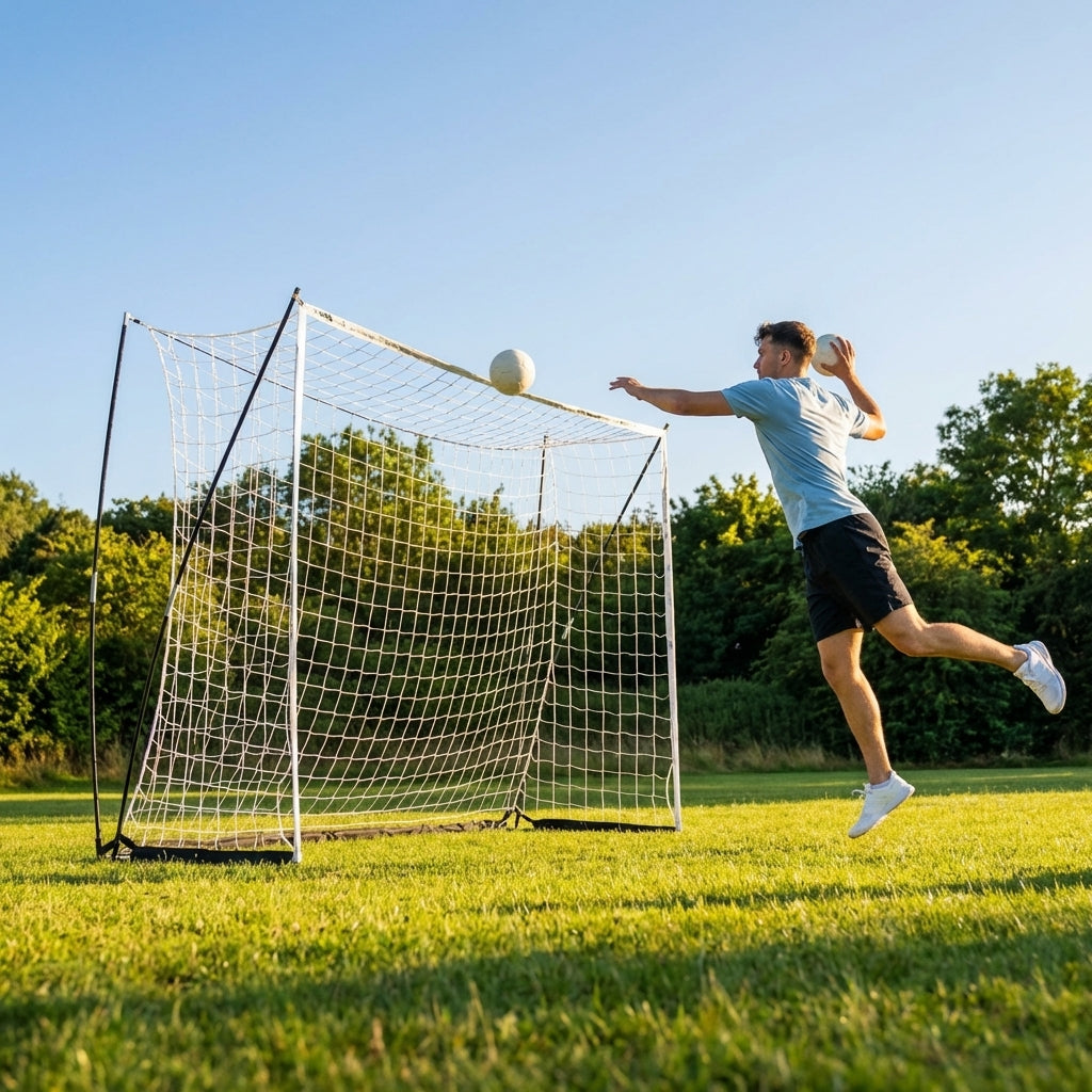 Portable pop-up handball goal with durable net and frame - product detail
