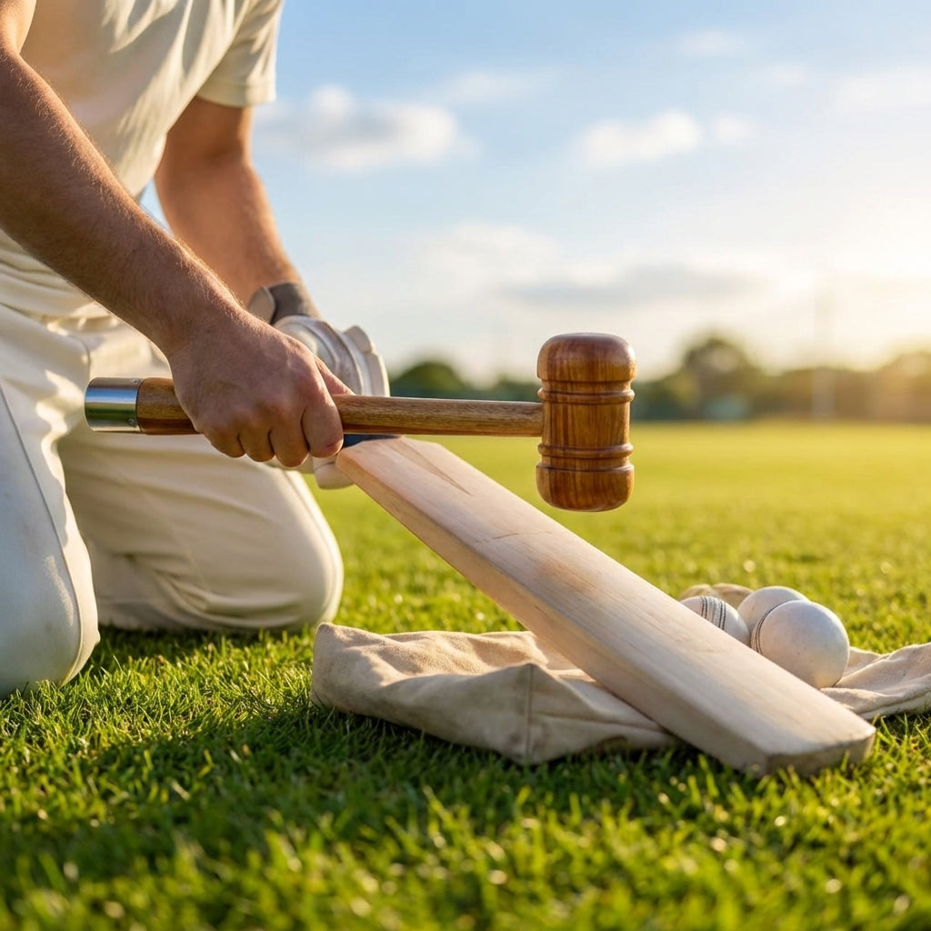 Wooden cricket bat mallet with re-grip cone for bat maintenance - product detail