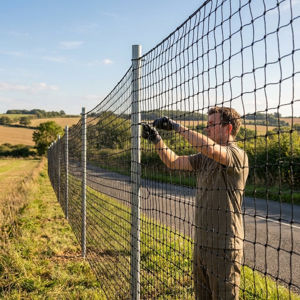 Black anti-litter netting made from HDPP twine for building sites - product detail