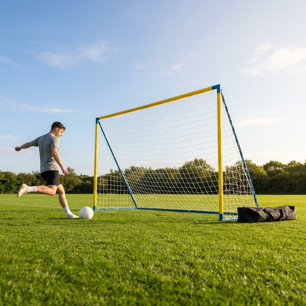 Beach football goal with fibreglass and steel frame for outdoor use