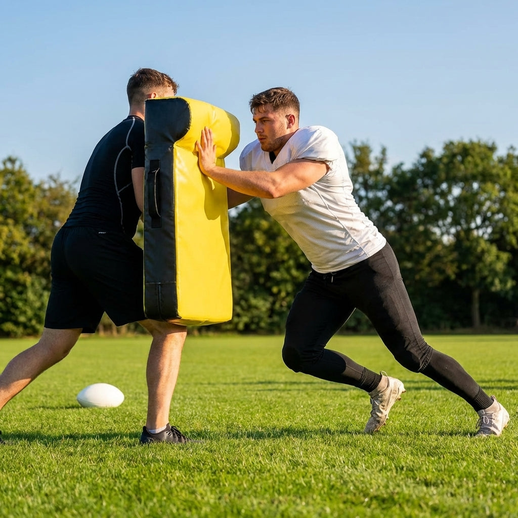 Yellow tackle shield with top wedge for training