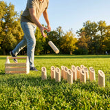 Wooden Kubb Game Set with numbered pins and baton - product detail