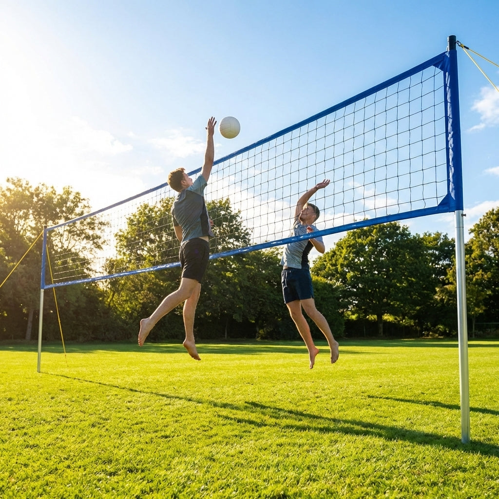 Replacement volleyball net with twisted PE and PVC banding
