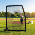 Softball pitching screen with steel frame and foam padding