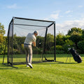 Golf practice net with steel poles for garden and range use