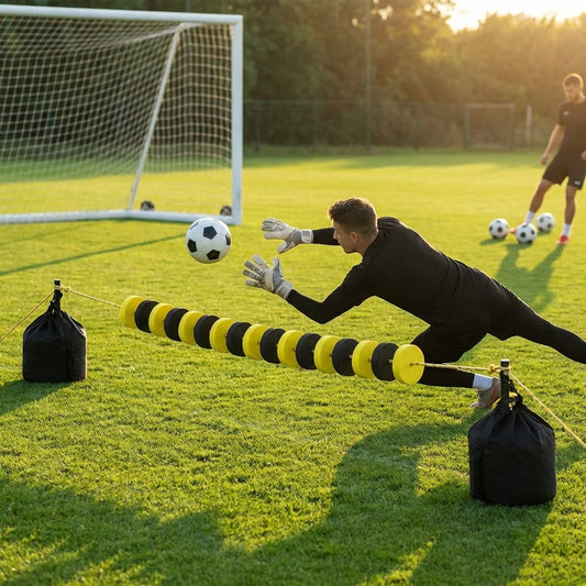 Goalkeeper training rope with floats, ideal for reflex improvement