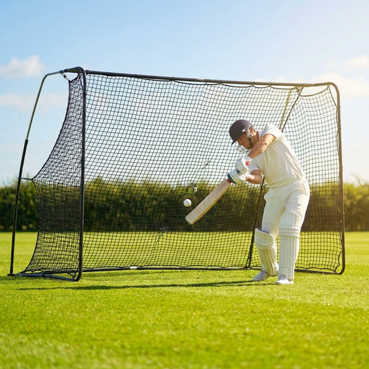 Cricket backstop net with knotless polyester for indoor and outdoor use