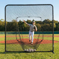 Baseball sock net with sturdy steel frame and weatherproof netting