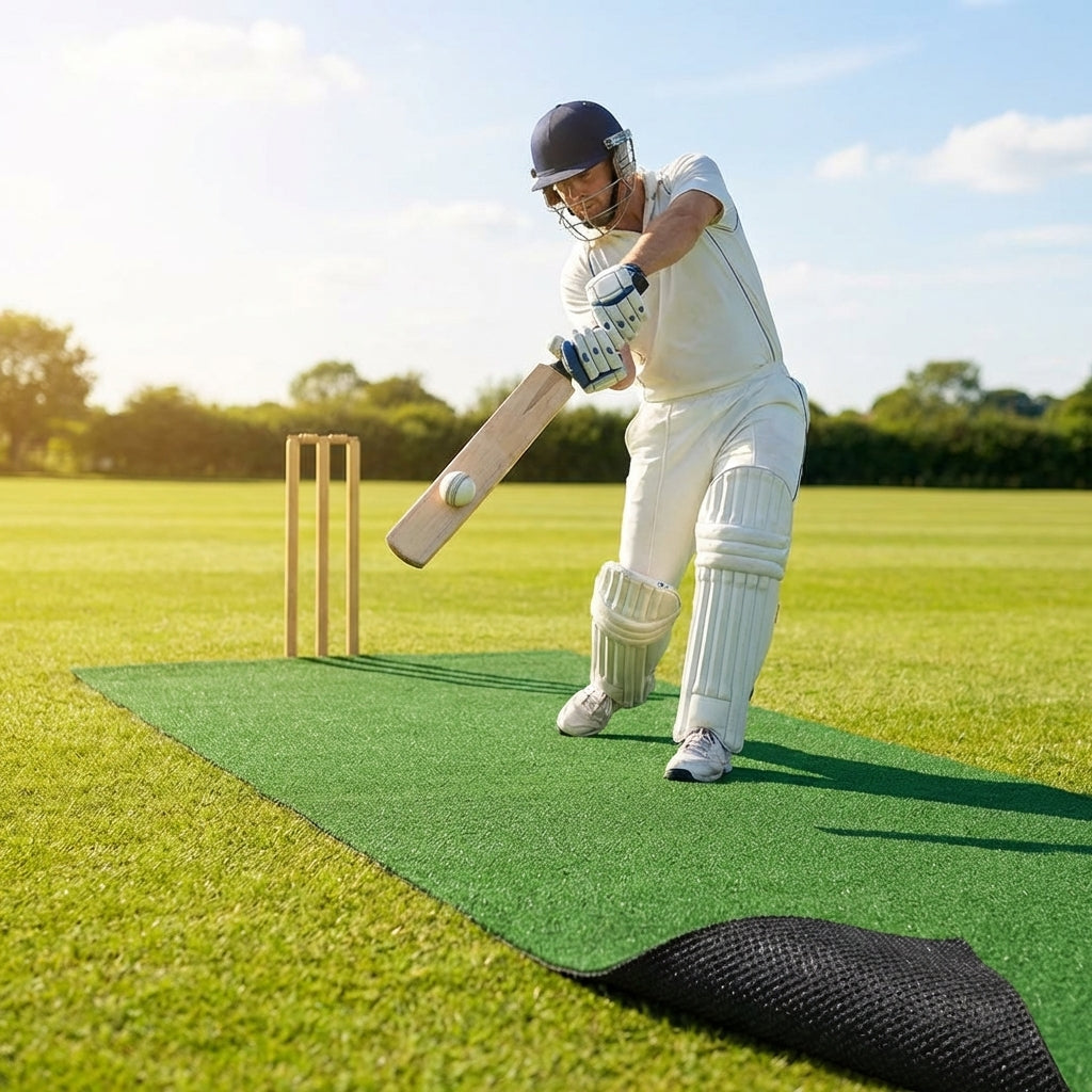Green/Brown cricket matting made from polyethylene for indoor and outdoor use