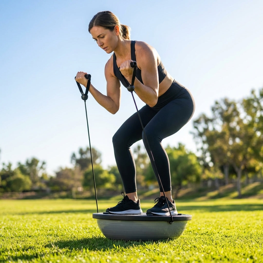 Balance trainer with anti-burst PVC dome and detachable resistance bands - product detail