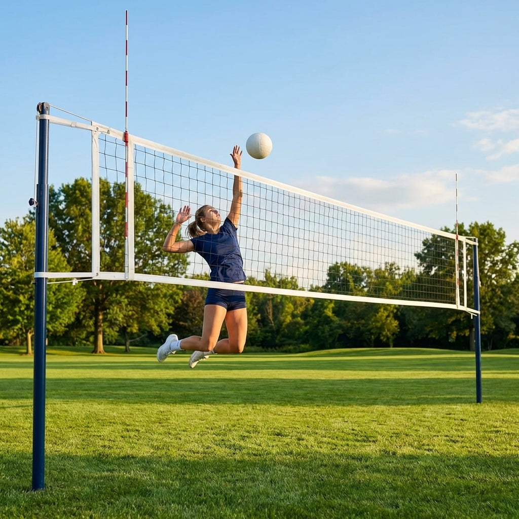Competition volleyball net constructed from durable polyethylene for professional indoor and outdoor use