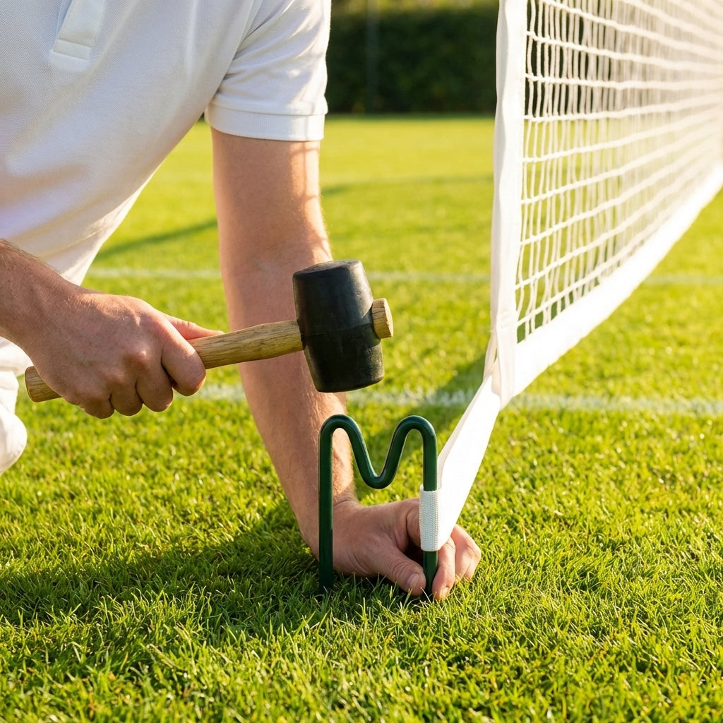 Tennis Net M-Peg for grass courts in traditional green