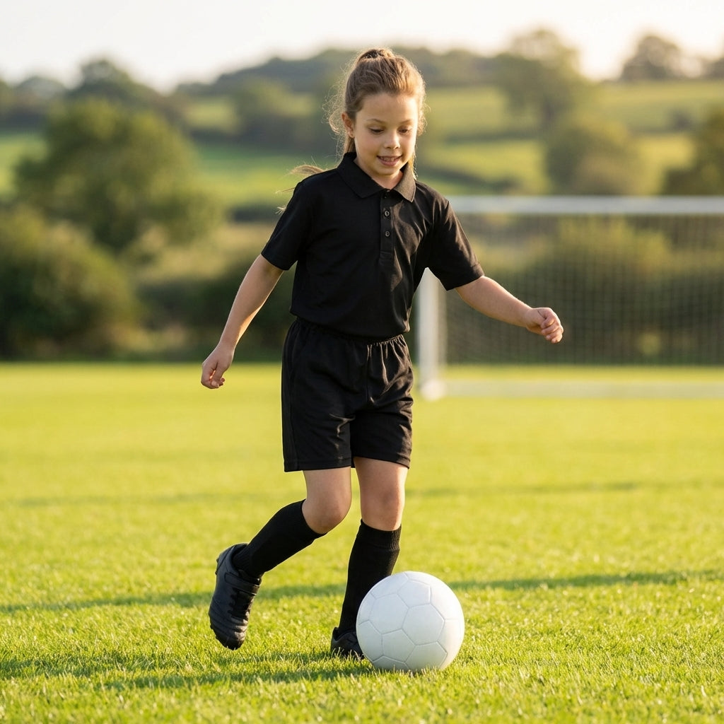 Junior Polo Shirts in Black, made from 100% Polyester