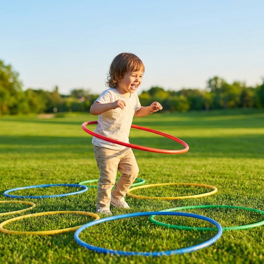 Colourful hula hoops made of high-density plastic for kids