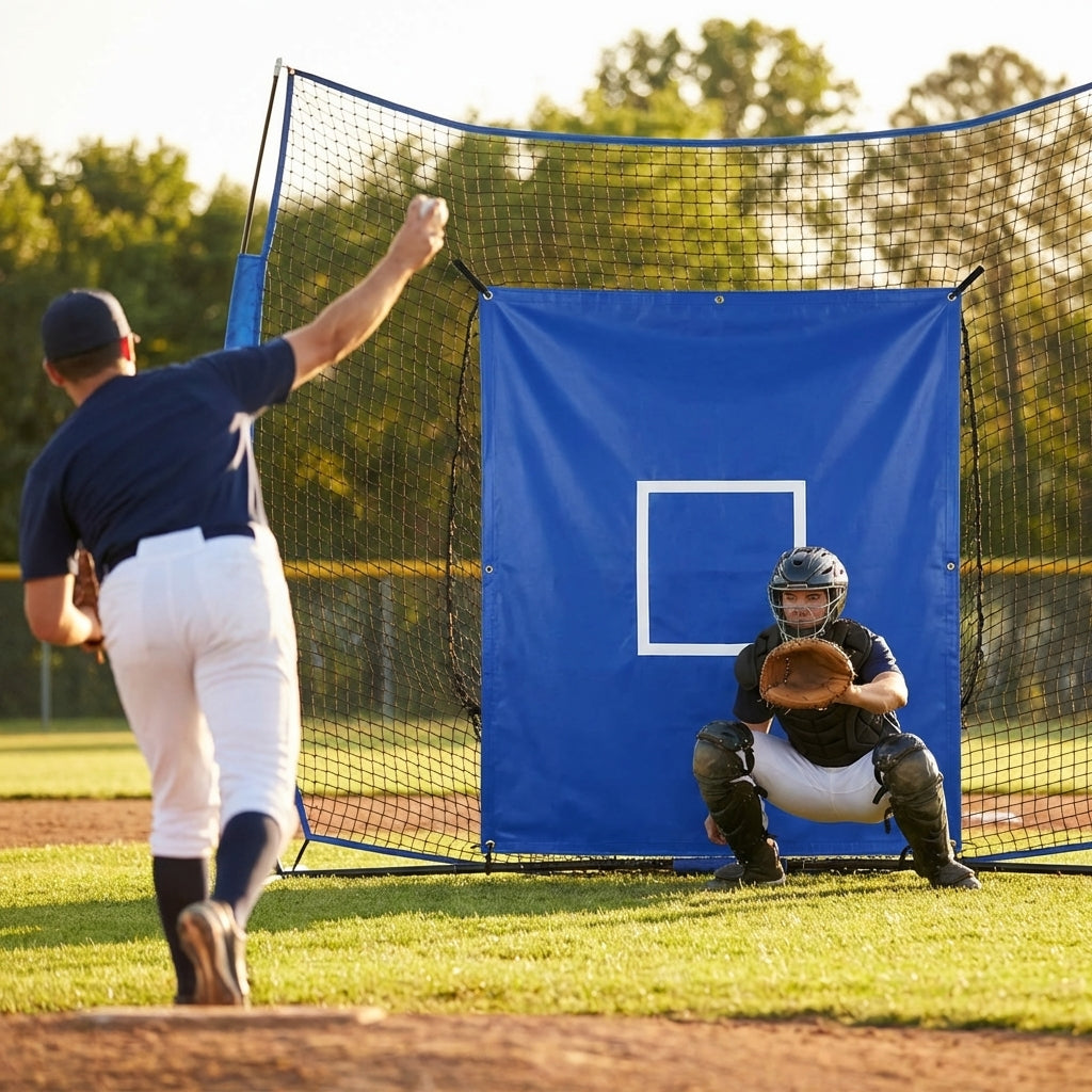 Baseball Vinyl Net Saver with target zone for pitching practice - product detail