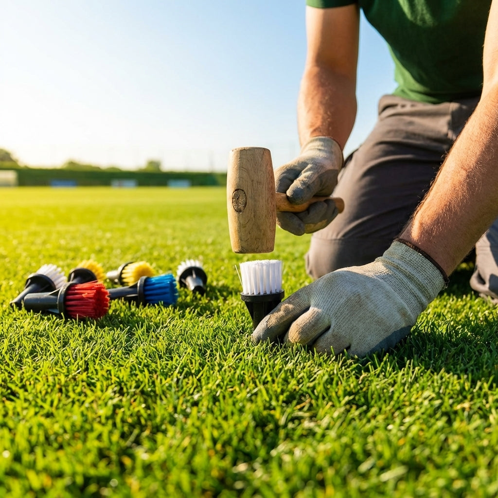 Grass marking tufts in multiple colours for sports grounds