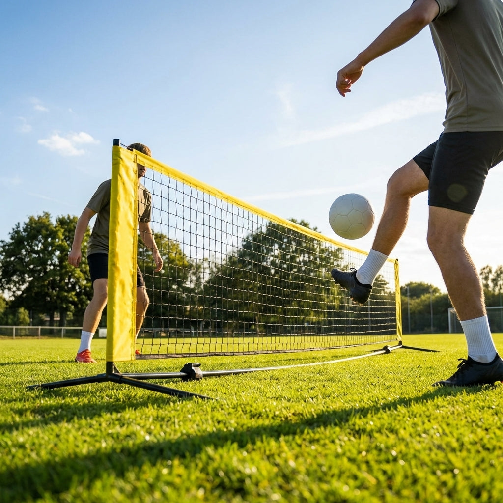 Football tennis net with adjustable height and durable steel frame - product detail
