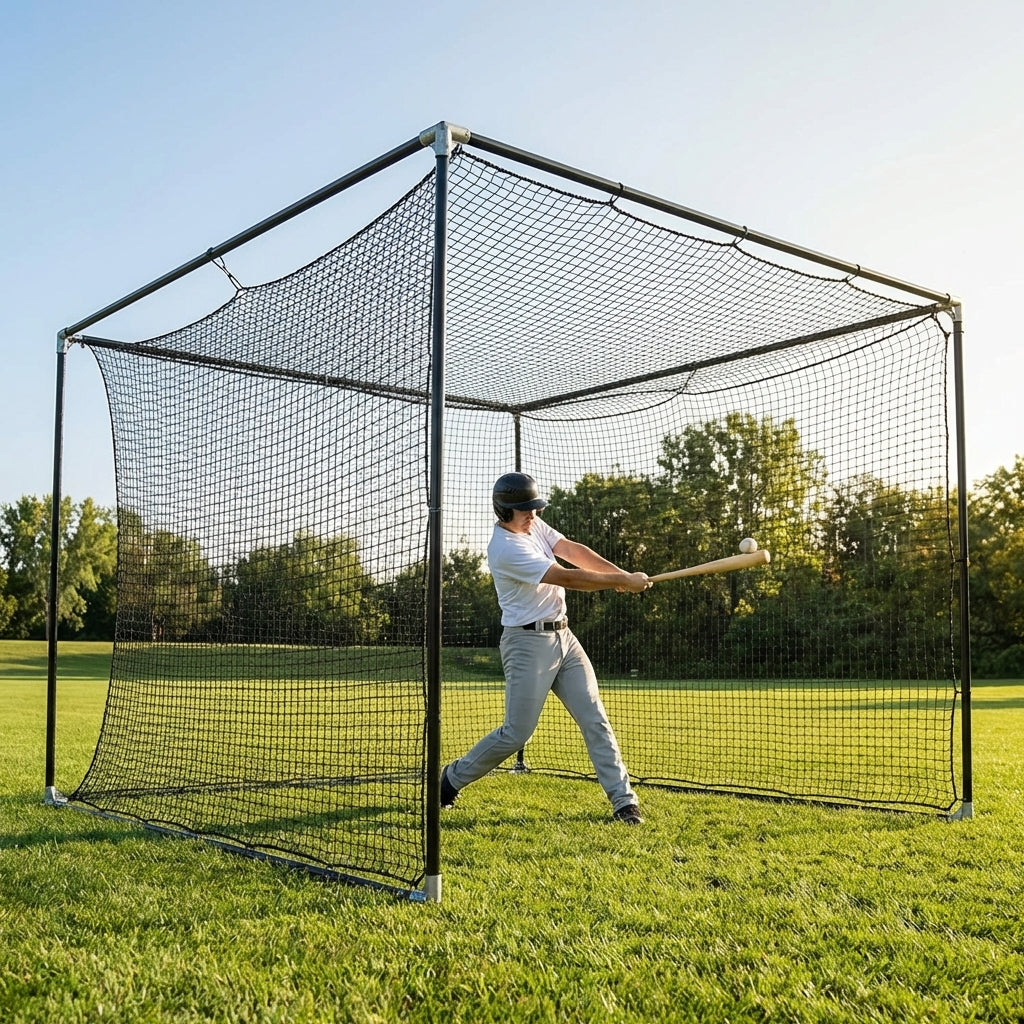 Baseball Batting Cage Net with Galvanized Steel Connectors