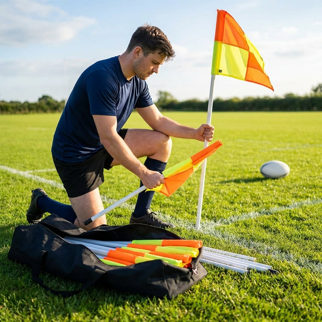 Rugby Corner Flags Set with PVC Poles and High Visibility Flags - product detail