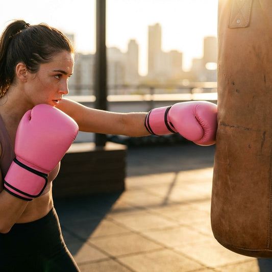 Pink boxing gloves made from Maya Hide synthetic leather - product detail