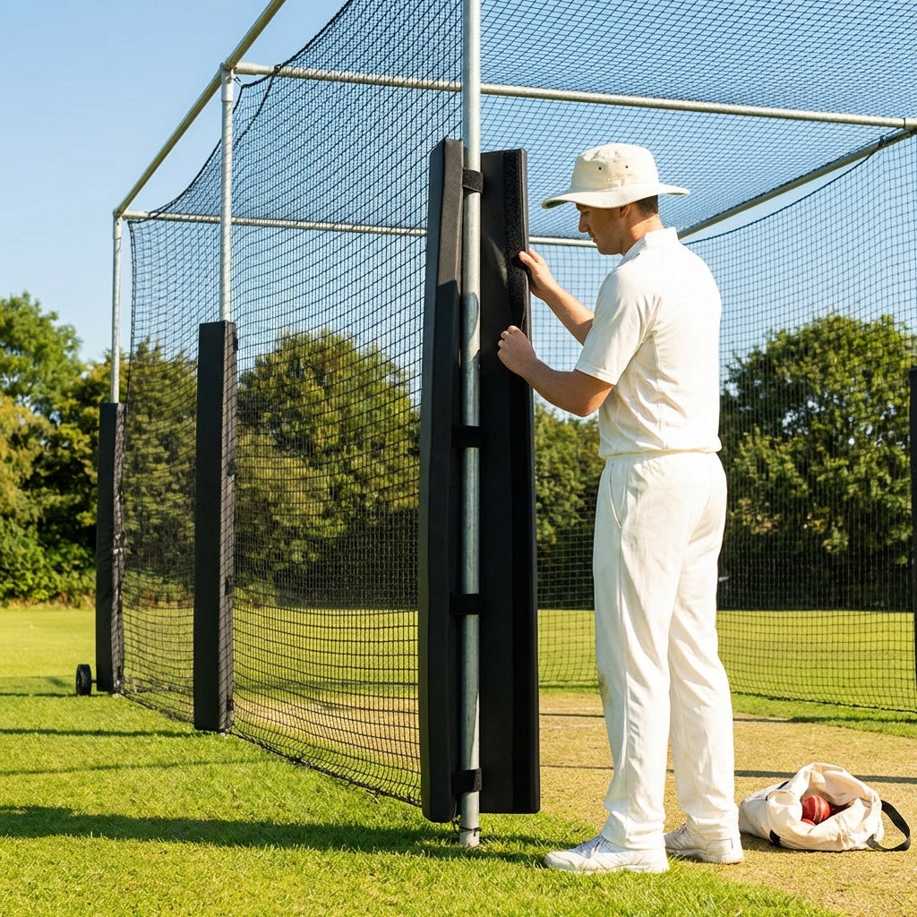 Black cricket cage protective pads with foam lining