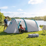 6-man camping tent with waterproof polyester for outdoor use