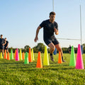 Rugby training marker cones in vibrant colours