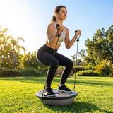 Balance trainer with anti-burst PVC dome and detachable resistance bands
