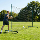 Mobile ball stop netting system with aluminium and steel components for sports grounds