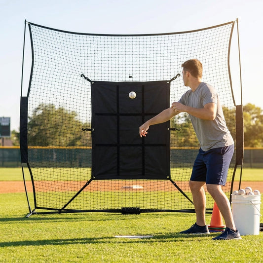 Baseball Pitching Target with 9-pocket strike zone for improved accuracy