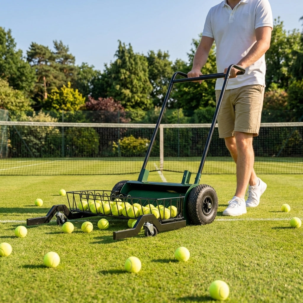 Tennis Ball Collector Mower in Green with Steel Frame