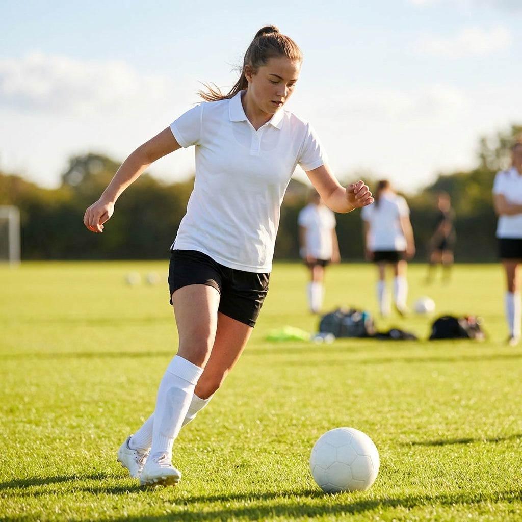 Custom sports polo shirts for girls, available in multiple sizes and colours