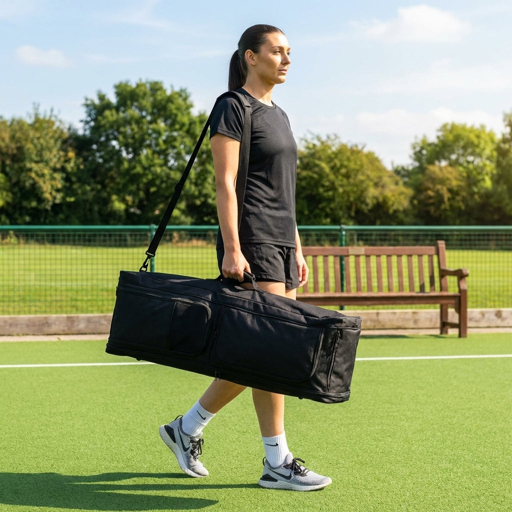 Black hockey stick bag with water resistant PU lining