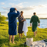Cotton Towel Poncho in Red, Aqua Blue, and Black for Beach and Pool Use
